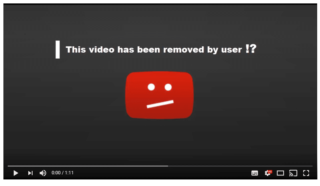 YouTube 콘텐츠가 삭제되었습니다.