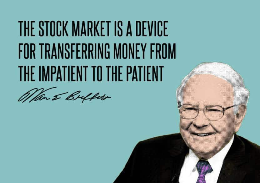 Een afbeelding van Warren Buffet en zijn quote: