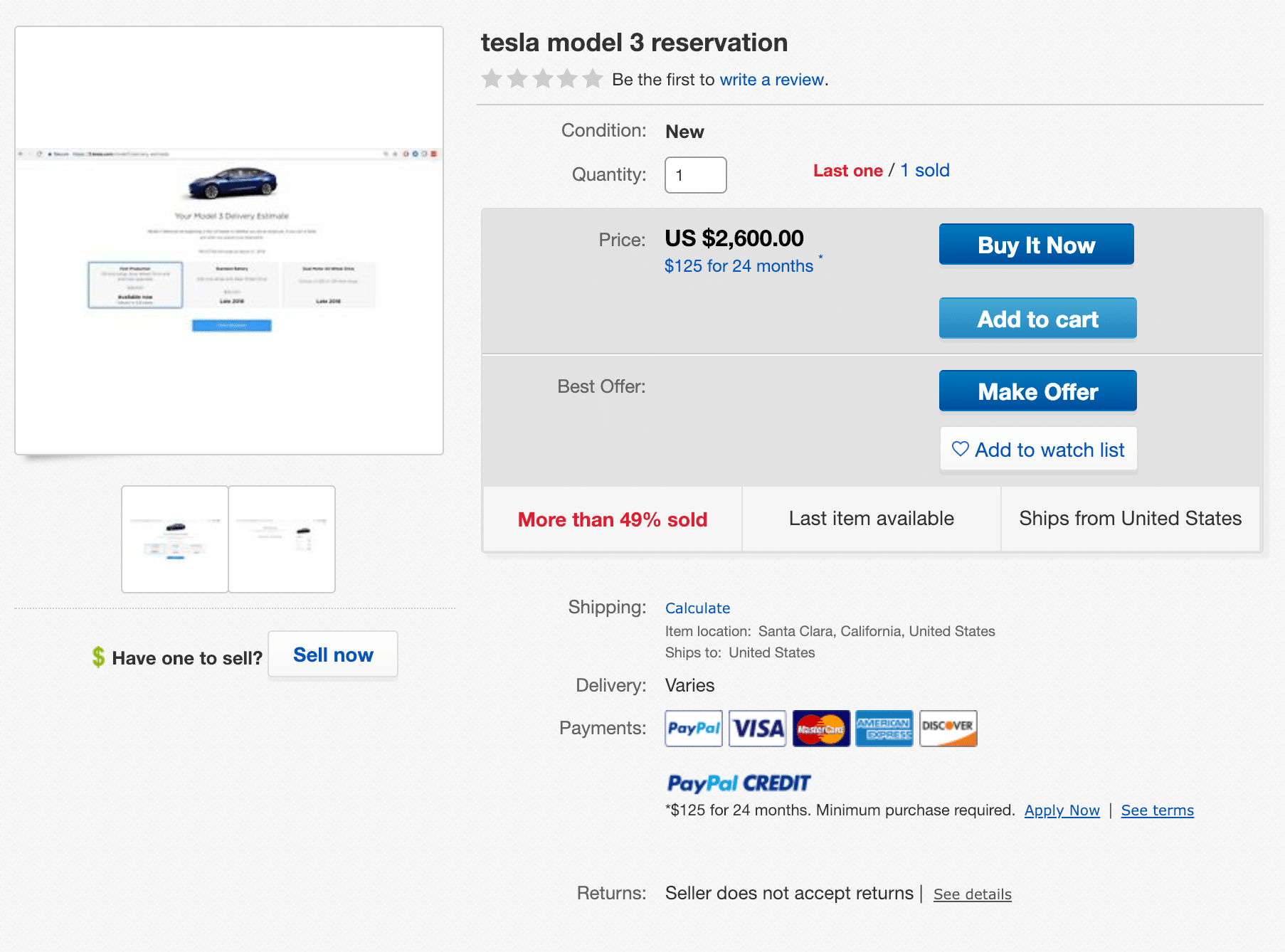 Tesla op ebay