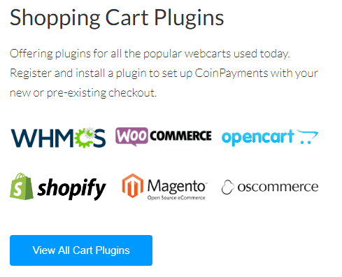 Winkelwagen-plug-ins door CoinPayments via homepage