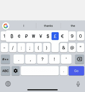 صفحه کلید بیت کوین گوگل ios